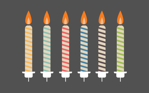 Birthday Candles Colorful Birthday Candles with Holder birthday candle stock illustrations
