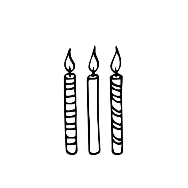Birthday candles vector set. Hand drawn Doodle vector illustration Isolated on white background Hand drawn candle set. Doodle vector illustration isolated on white background birthday candle stock illustrations