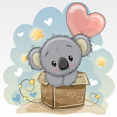 istock Birthday card with a Cute Koala and balloon 1344352720