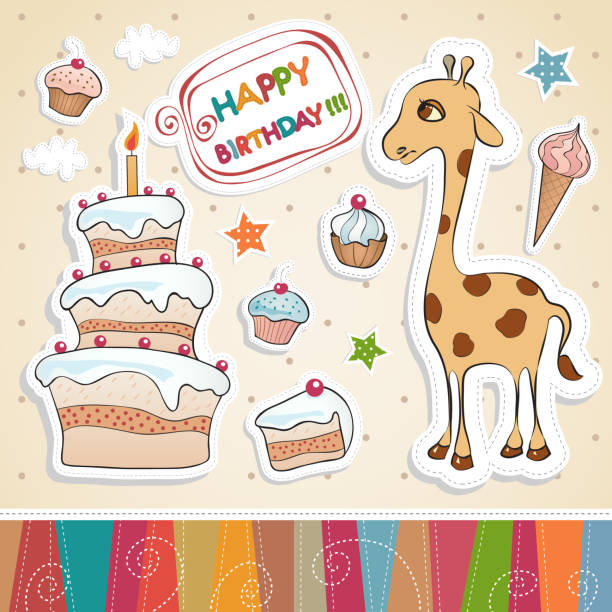 Drawing Of A Giraffe Cake Illustrations, Royalty-Free Vector Graphics ...
