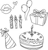 istock Birthday celebration sketch in black and white 457935781