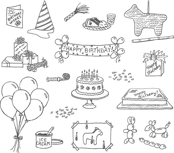 Birthday Doodles  birthday drawings stock illustrations
