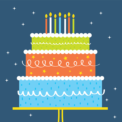 birthday greeting card design wit colorful birthday cake