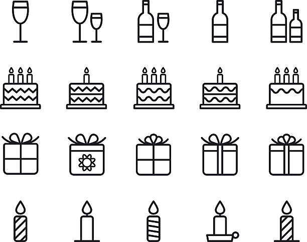 Birthday icons. Vector. Birthday icons. Vector illustration. birthday symbols stock illustrations