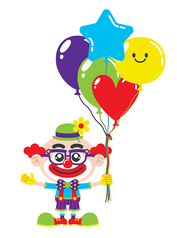 Birthday Party Clown with Colorful Balloons