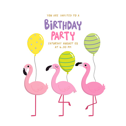 Flamingo und Herr Wäschetrockner Personalisierte Party Einladungen Jungen und Mädchen