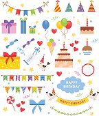 Birthday party vector set on white background