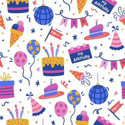 Birthday seamless pattern. Birthday digital paper