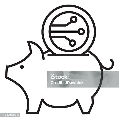 istock Bitcoin and Cryptocurrency piggy bank investment concepts icon investment - editable stroke 1366061859