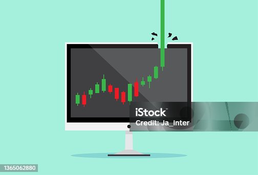 istock Bitcoin market was hit by a high price, Investing in the stock market and crypto currency, stock price up, buy cheap 1365062880