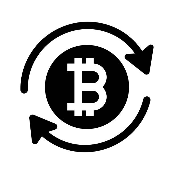 bildbanksillustrationer, clip art samt tecknat material och ikoner med bitcoin, återbetalning, ladda om svart ikon - finans och ekonomi