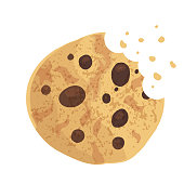 Bitten  chip cookie, cracker, biscuit. Vector illustration