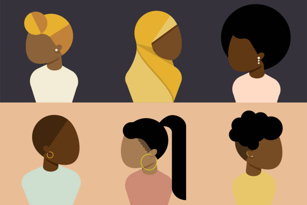 Black, African, African American Female Character Set, Diversity Concept Black, African, African American Female Character Set, Diversity Concept african ethnicity stock illustrations