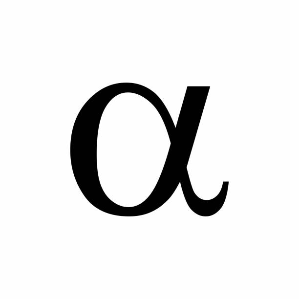 Black Alpha symbol Black Alpha symbol isolated on white background alphabet symbols stock illustrations