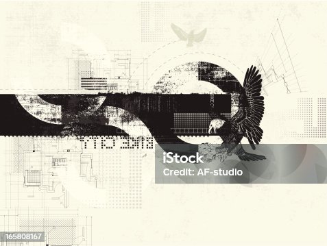 istock Black and cream grunge background with eagle 165808167