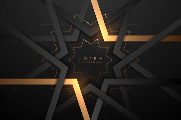 Black and gold geometric shapes background Black and gold geometric shapes background in vector award patterns stock illustrations