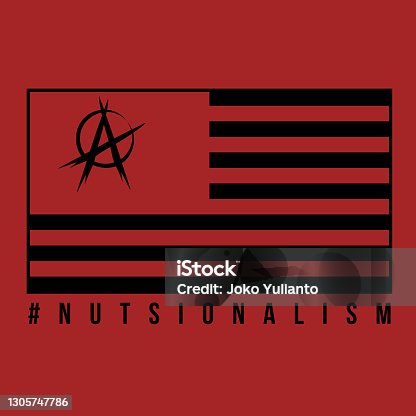 istock Black And Red Anarchyst Flag Propaganda T-shirt And Poster Design Illustration 1305747786