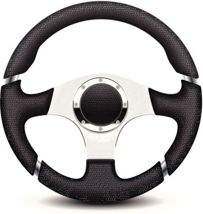 A black and silver steering wheel