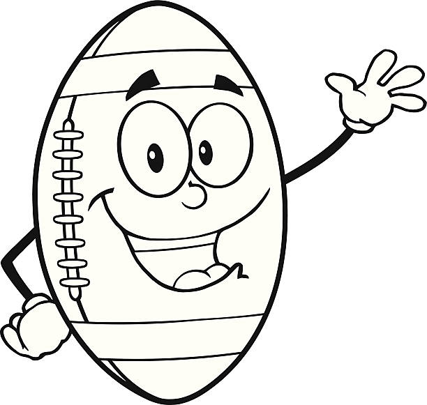 Black and White American Football Ball Waving For Greeting Similar Illustrations: black and white football clipart pictures stock illustrations