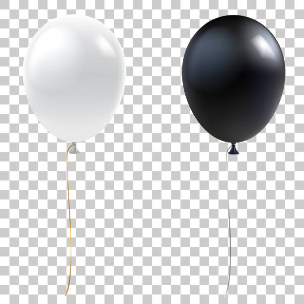 Black and white balloons. Realistic helium balloons isolated on transparent background. Holiday decoration element for events and promotions. Vector eps 10. vector art illustration