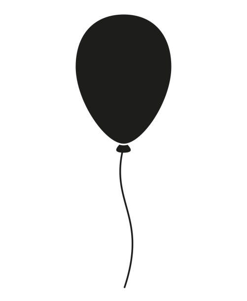 Black and white baloon silhouette Black and white baloon silhouette. Decorative party element. Birthday themed vector illustration for icon, stamp, label, certificate, brochure, gift card, poster, coupon or banner decoration balloon silhouettes stock illustrations