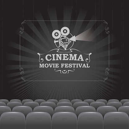 black and white banner for cinema movie festival
