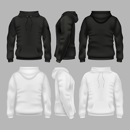 Black And White Blank Sweatshirt Hoodie Vector Templates Stock ...