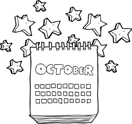 白黒イラスト 10 月のカレンダーを表示 いたずら書きのベクターアート素材や画像を多数ご用意 Istock