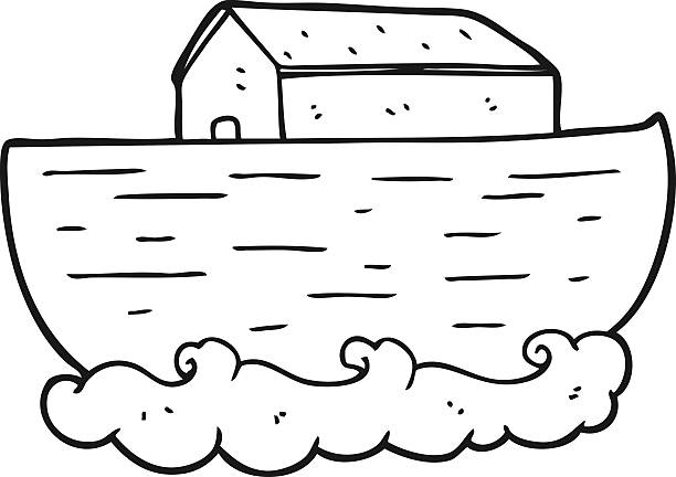 ilustrações de stock, clip art, desenhos animados e ícones de preto e branco rapaz noé arca - arca
