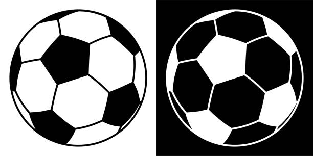 Black and white classic soccer ball icon. Isolated vector on white background Black and white classic soccer ball icon. Isolated vector on white background black and white football stock illustrations