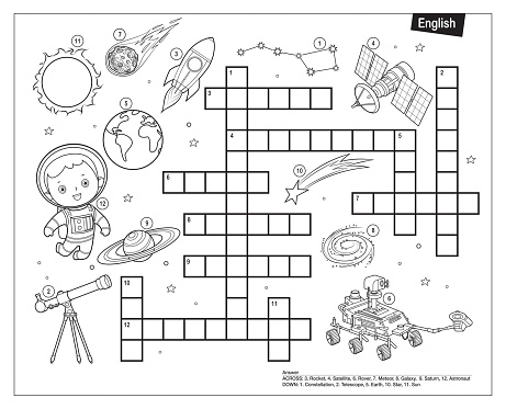 Black and white crossword in English