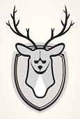 Black and white simple deer trophy. Simple design vector element.