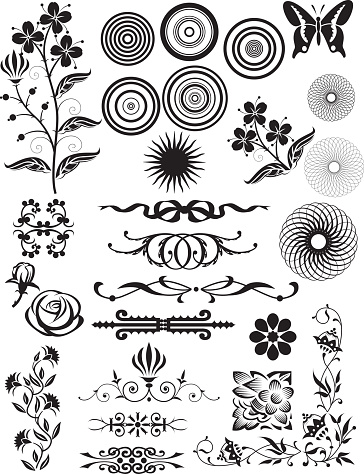 Black and white design elements