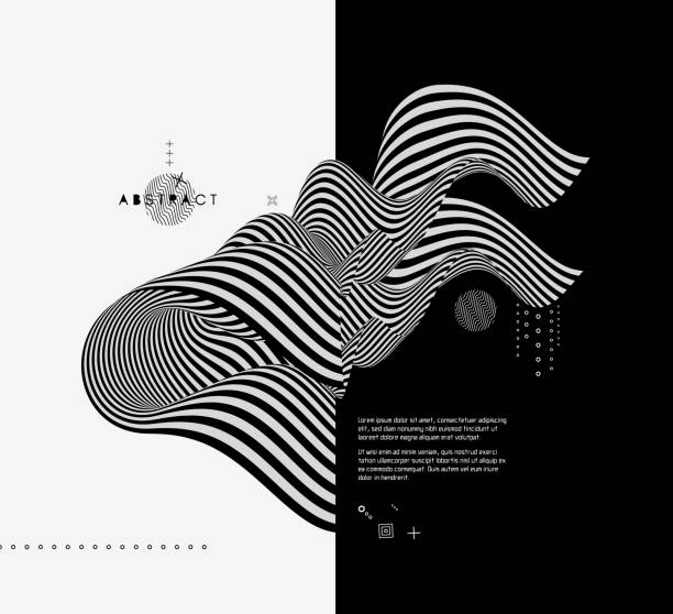Black and white design. Pattern with optical illusion. Abstract 3D geometrical background. Vector illustration. Black and white design. Pattern with optical illusion. Abstract 3D geometrical background. Vector illustration. distorted image stock illustrations