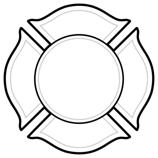 schwarz / weiß-feuerwehrmann-logo - feuerwehr stock-grafiken, -clipart, -cartoons und -symbole