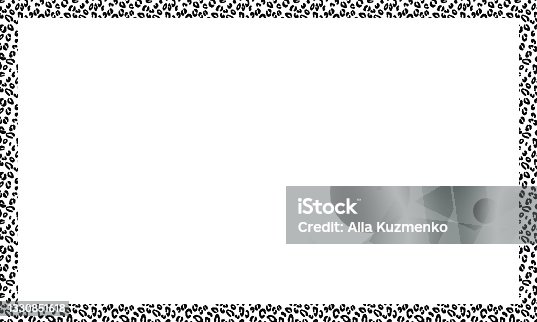 istock Black and white frame with modern ornament of stylized leopard skin. Squared pattern in form of mandala. Decorative border with animal ornament. Trendy leather skin. Copy space. Vector illustration 1330851618