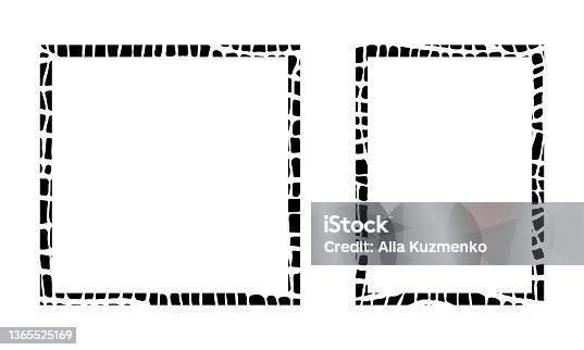 istock Black and white frame with modern ornament of stylized leopard skin. Squared pattern in form of mandala. Decorative border with animal ornament. Trendy leather skin. Copy space. Vector illustration 1365525169