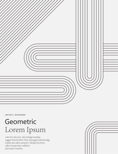 latar belakang pola garis gaya geometris hitam dan putih - kurva bentuk ilustrasi stok