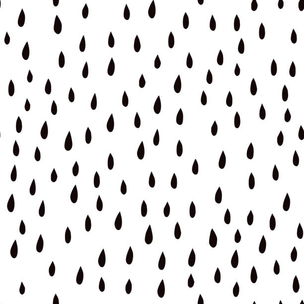 빗방울의 검은 색과 흰색 손 그린 원활한 패턴. 스칸디나비아 스타일의 방울의 벡터 텍스처. - 빗방울 일러스트 stock illustrations