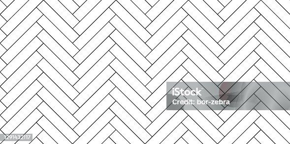 istock Black and white herringbone wooden floor pattern 1291432117