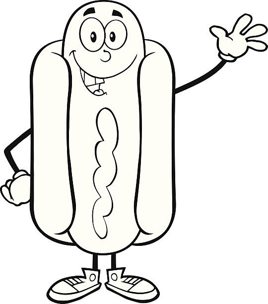 Hot Dog Black And White Illustrations, Royalty-Free Vector Graphics ...