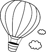 Black and White Hot Hair Balloon Vector illustration