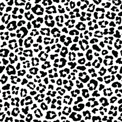 Black and white leopard seamless pattern, fur imitation