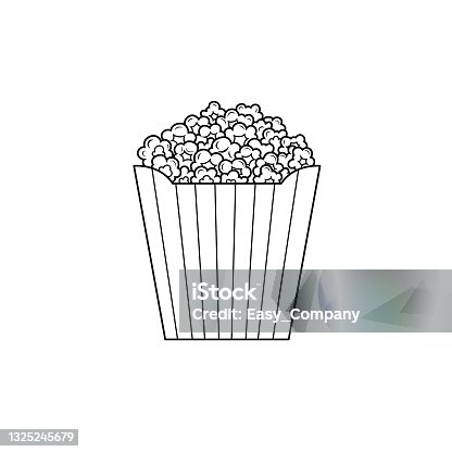 istock Black and white popcorn pictures for coloring cartoons for kids. This is a vector illustration for preschool and home training for parents and teachers. 1325245679