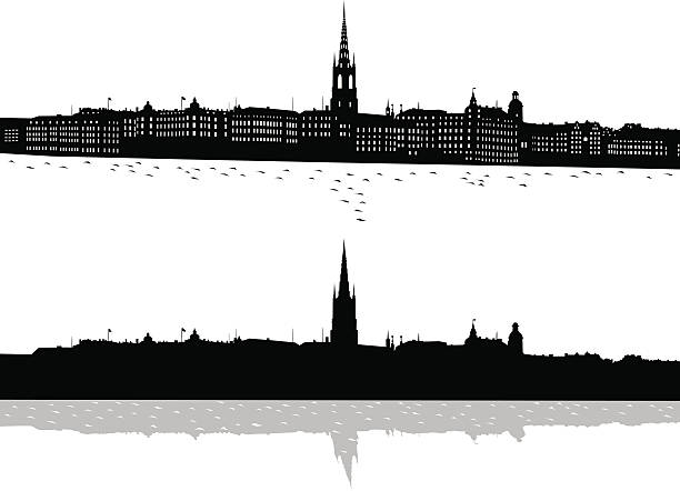 bildbanksillustrationer, clip art samt tecknat material och ikoner med black and white print of stockholm - stockholm