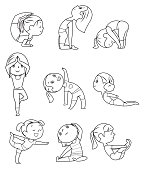 Vector Black and White, Set of yoga poses