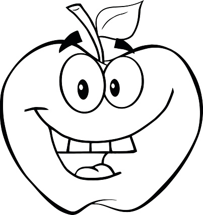 Black And White Smiling Apple Stock Illustration - Download Image Now ...