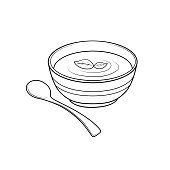 istock Black and white soup pictures for coloring cartoons for children. This is a vector illustration for preschool and home training for parents and teachers. 1325245638