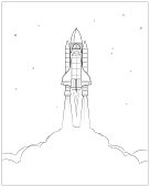 Vector Black And White, Space Shuttle Launch