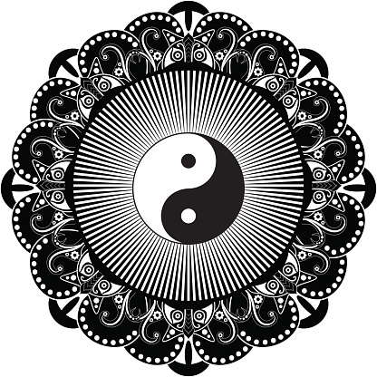 Download Black And White Vector Henna Tatoo Mandala Yin Yang ...